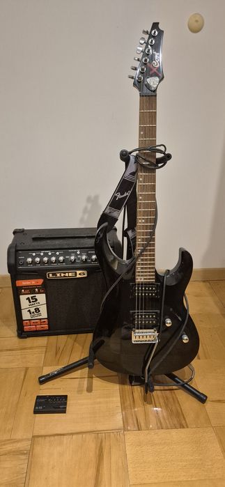 Gitara elektryczna + wzmacniacz + akcesoria