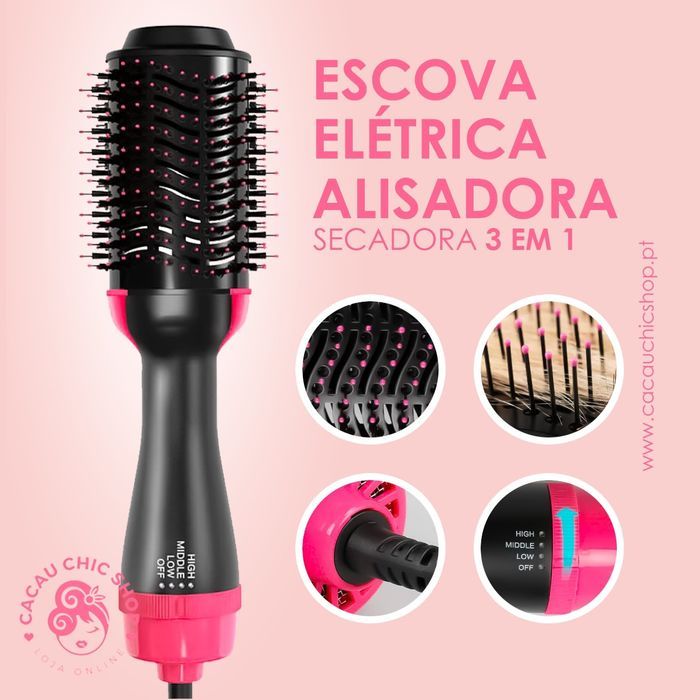 Escova Elétrica Alisadora Secadora 3 em 1