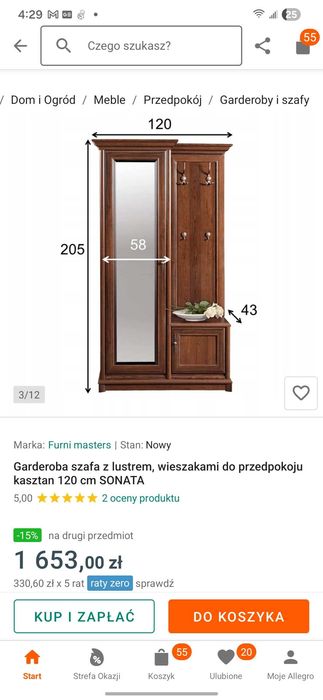 Zestaw klasycznych mebli do przedpokoju, BRW