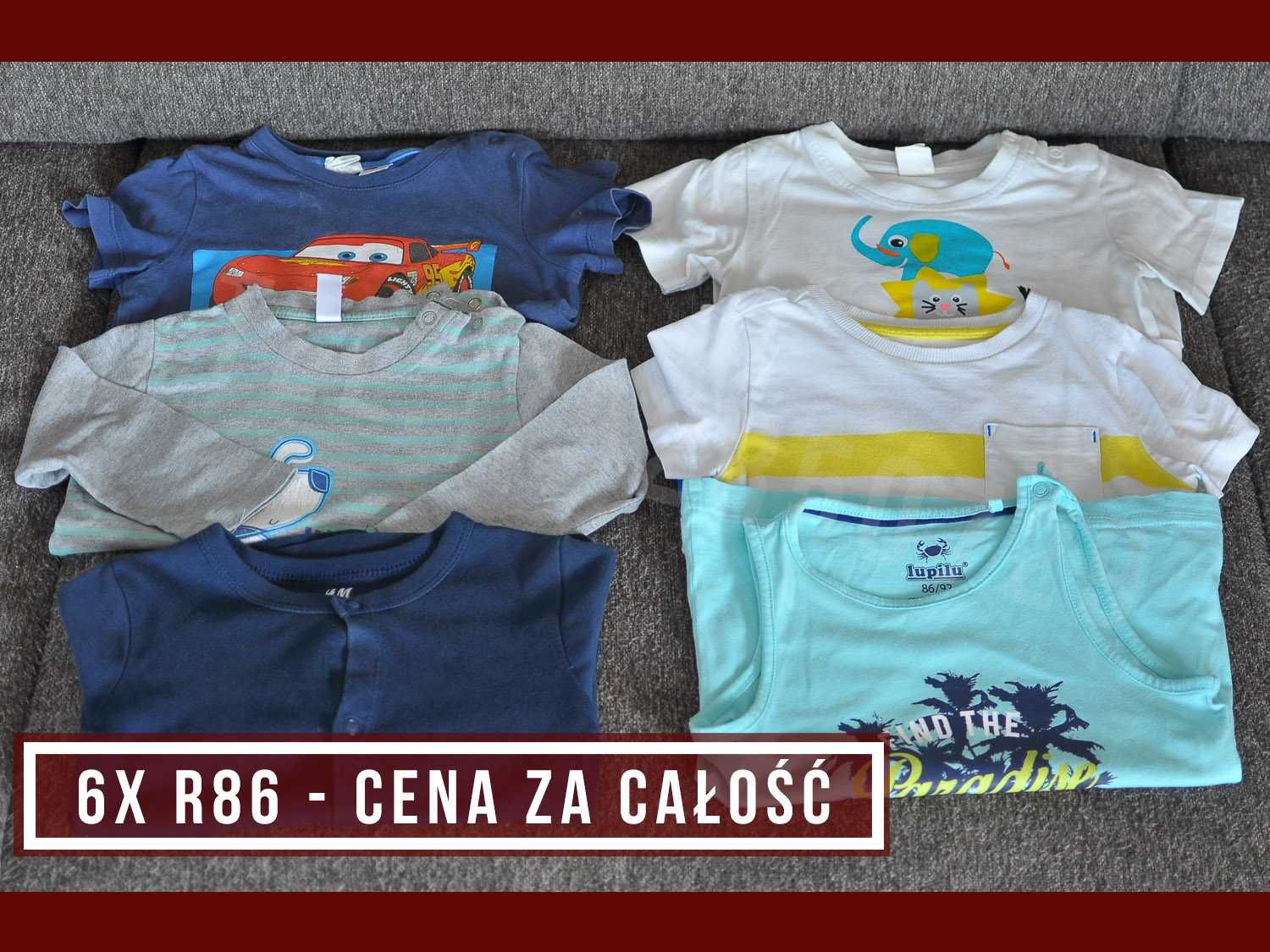 6x - Rozmiar 86 - Koszulki krótki rękaw t-shirt zestaw CENA CAŁOŚĆ