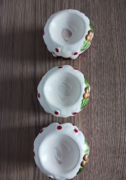 Świąteczne świeczniki, ceramika, 3 szt, Xmas.