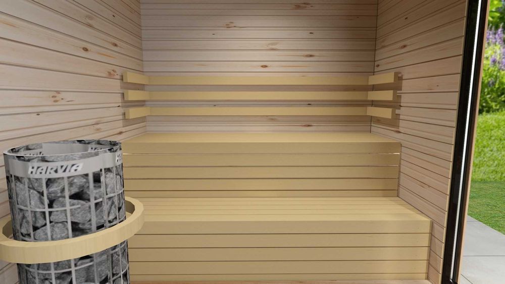 Nowoczesna sauna ogrodowa 220x220 – projekt, wykonanie - Katowice