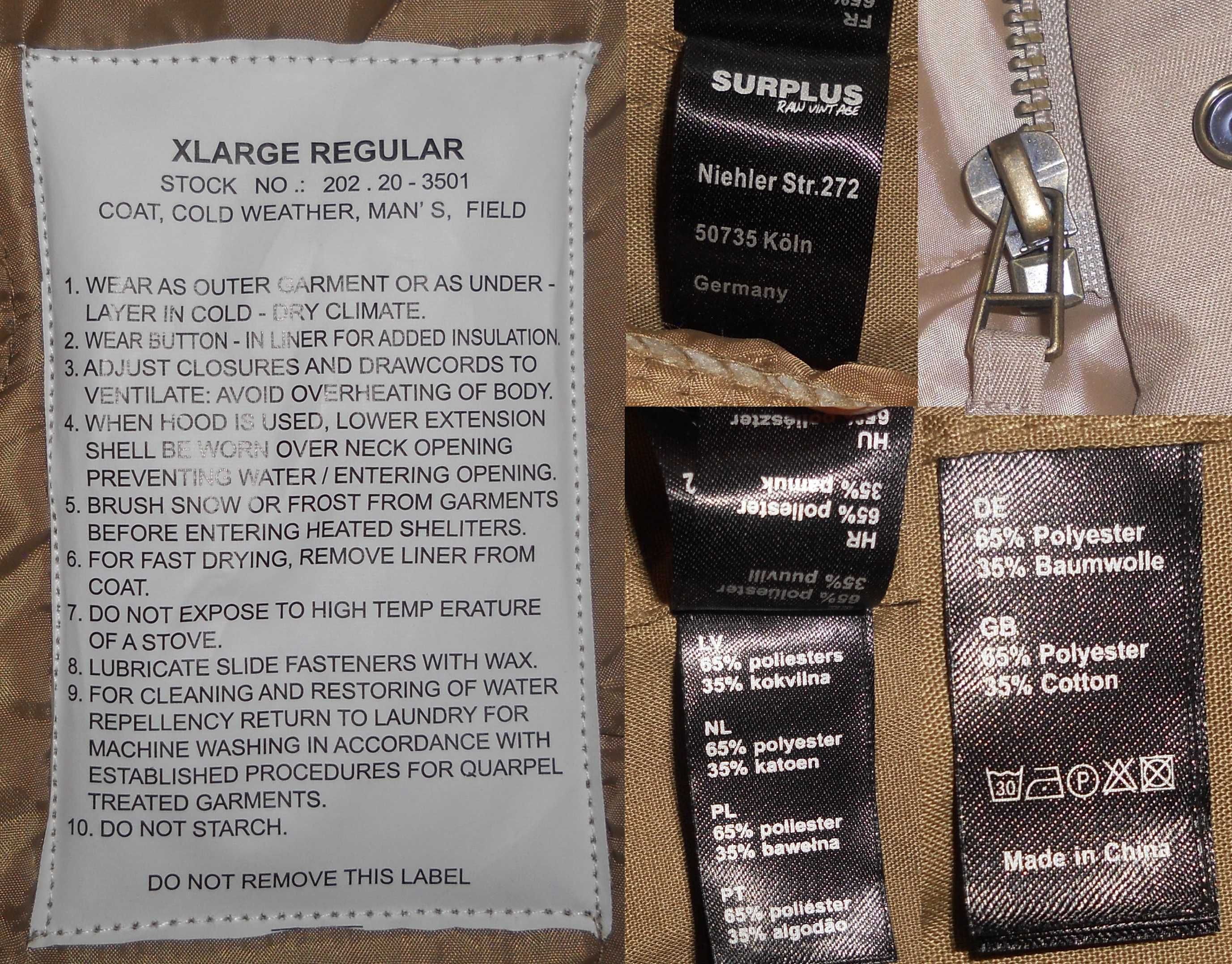 Surplus M65 Field Jacket 2/1 Kurtka Męska Wojskowa Całoroczna XL