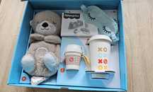 Zestaw Wydra szymiś Fisher Price grzechotka kubek na kawę opaska