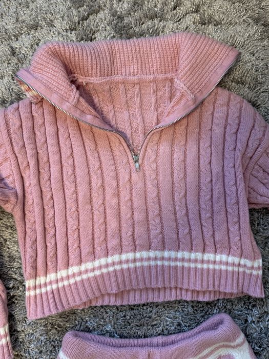 Вʼязаний костюм рожевий жіночий новий светр шорти костюм двійка