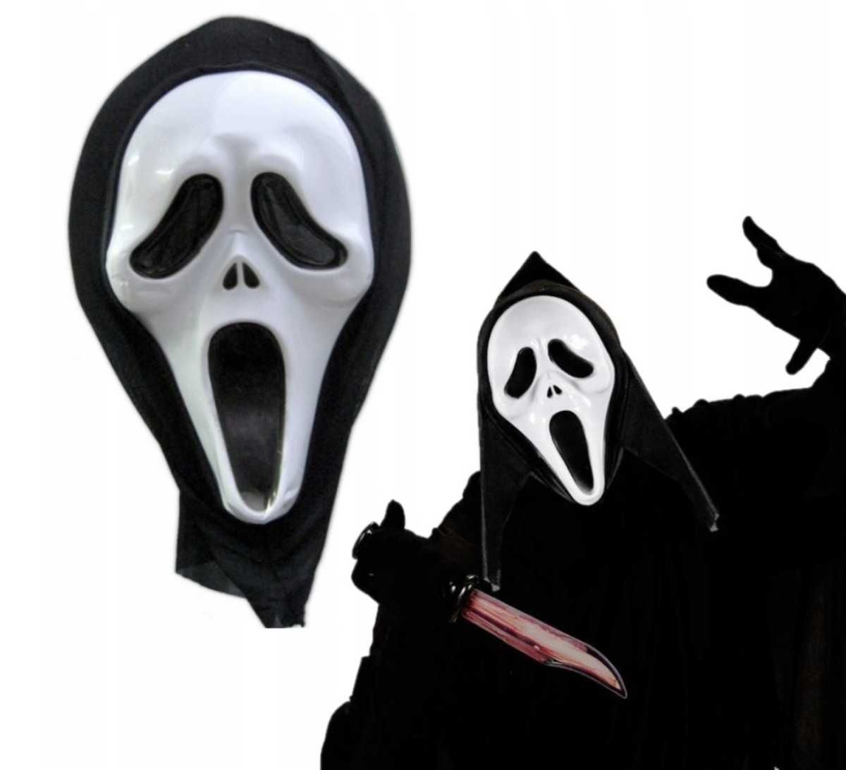 MASKA KRZYK Z KAPTUREM maski na halloween zabawę przebranie kostium