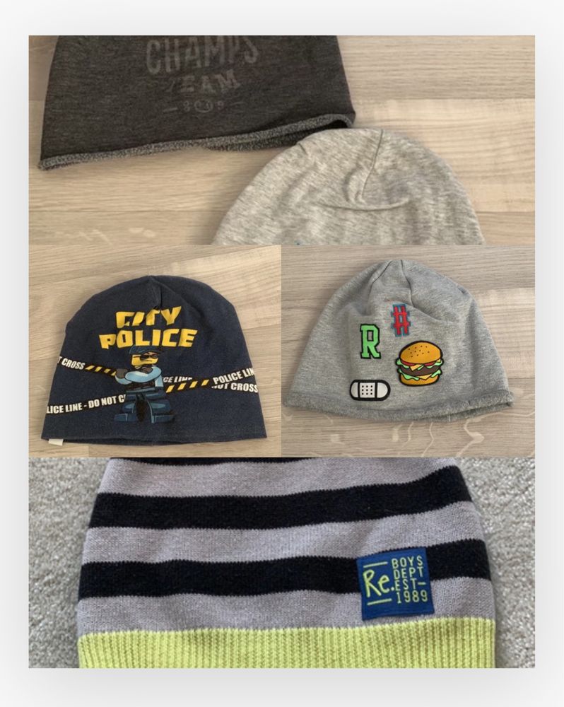 104 obw53 54 czapki jesien bawelniane zestaw szare napisy h&m reserved