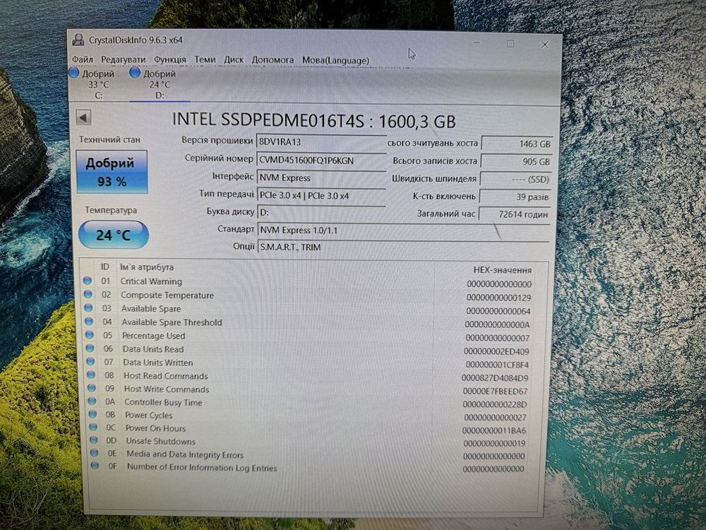 SSD Nvme Oracle Intel DC P3600 1.6Tb підходить також для ПК