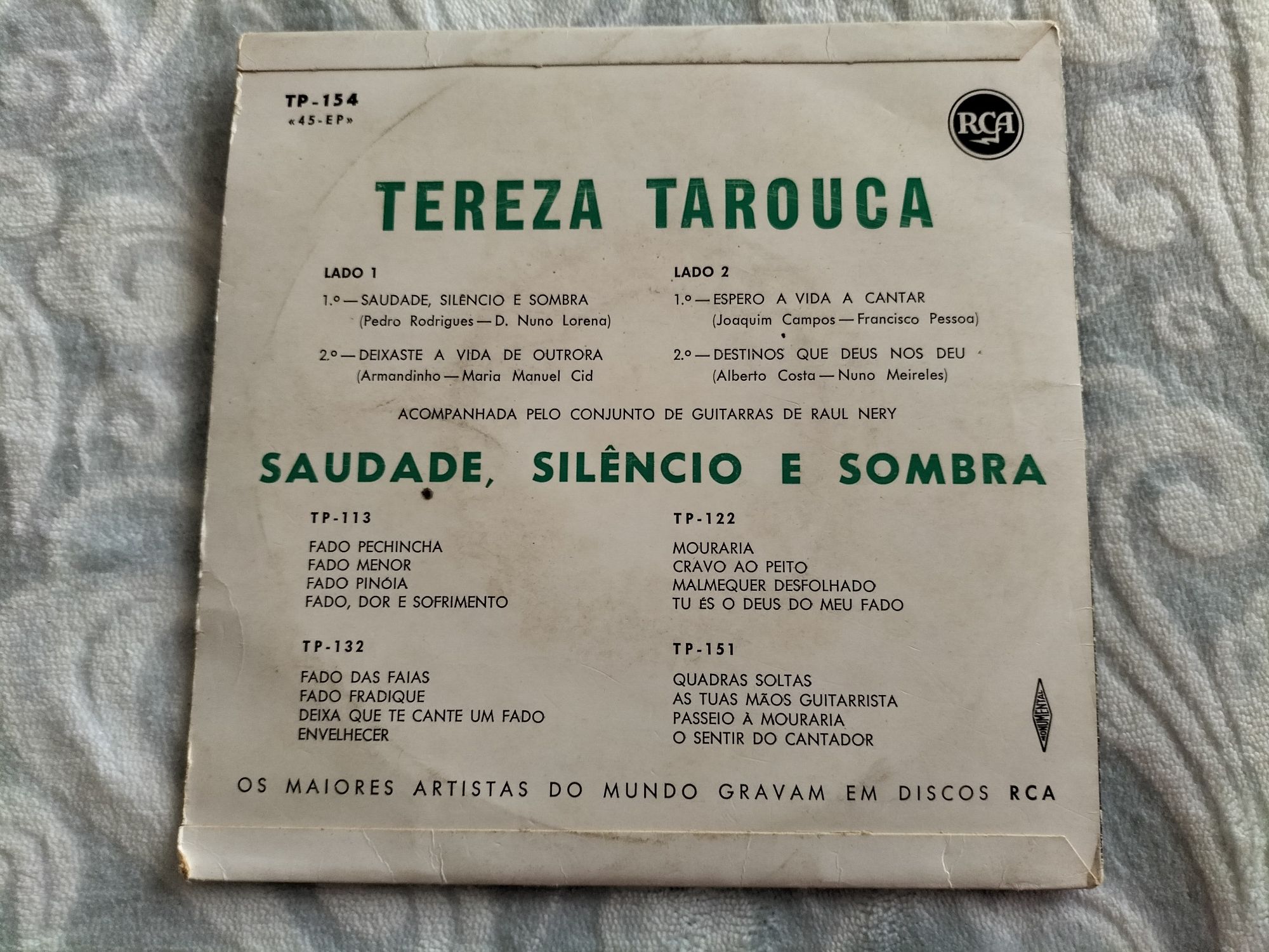 Disco vinil Tereza Tarouca (Saudade, silêncio e sombra)