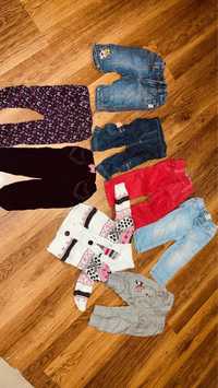 7 par spodni i sweter dziewczynka 68-74 cm ubrania zima razem c2