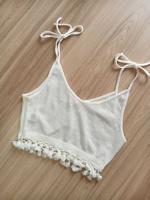 Crop top bluzka na ramiączkach biały Shein M