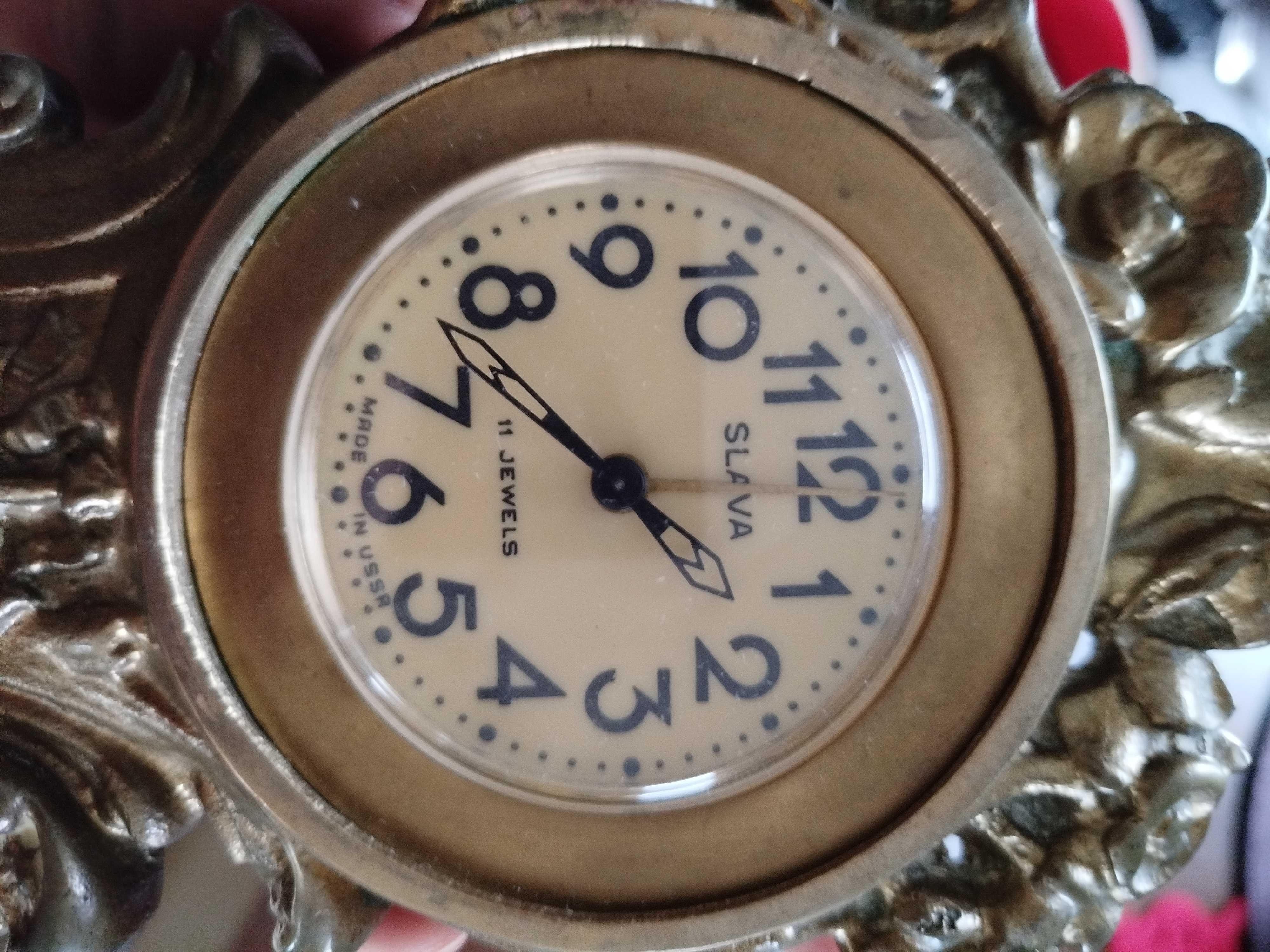 Zabytkowy zegar gabinetowy, z mechanizmem Slava, 11 JEWELS