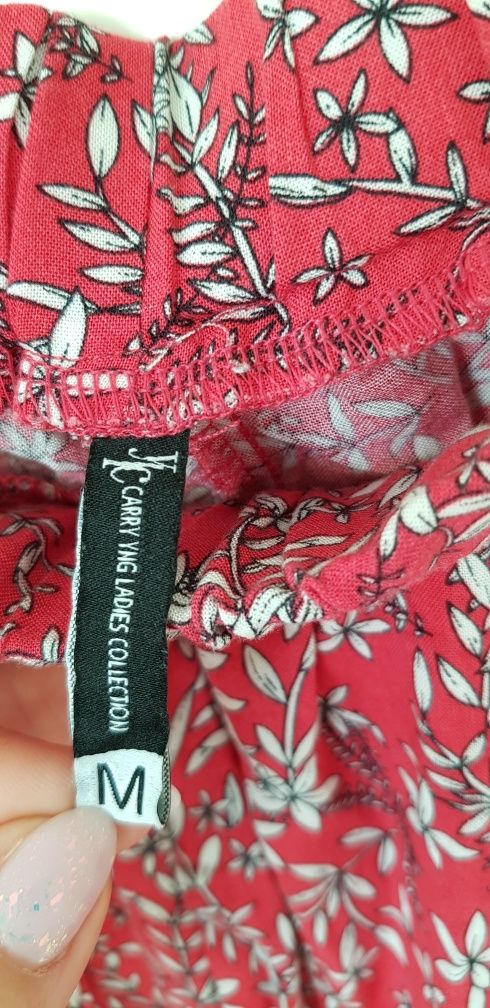 CARRY spódnica midi, różowa, z falbaną