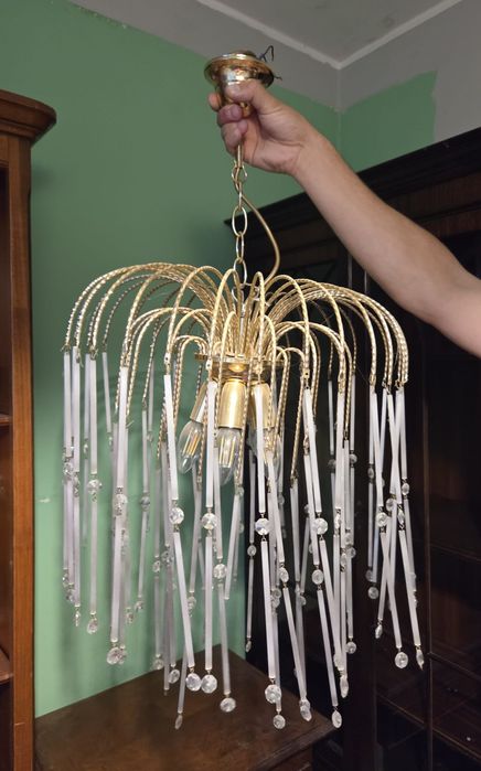 Lampa sufitowa vintage szklane wisiorki