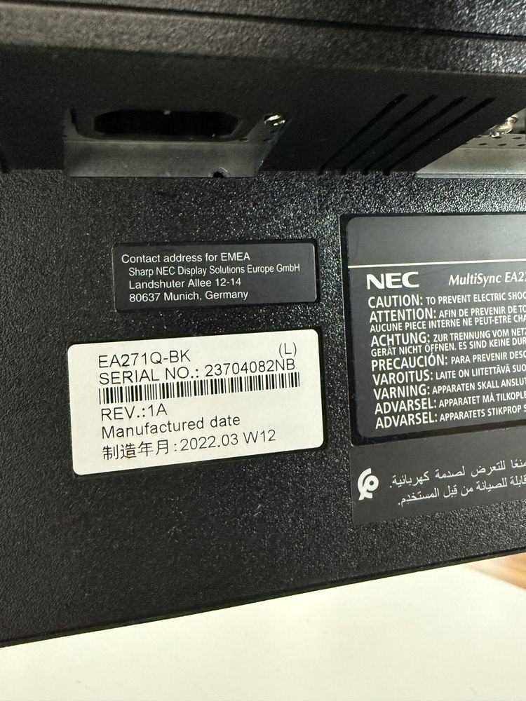Monitor graficzny NEC 27 cali EA271Q-BK