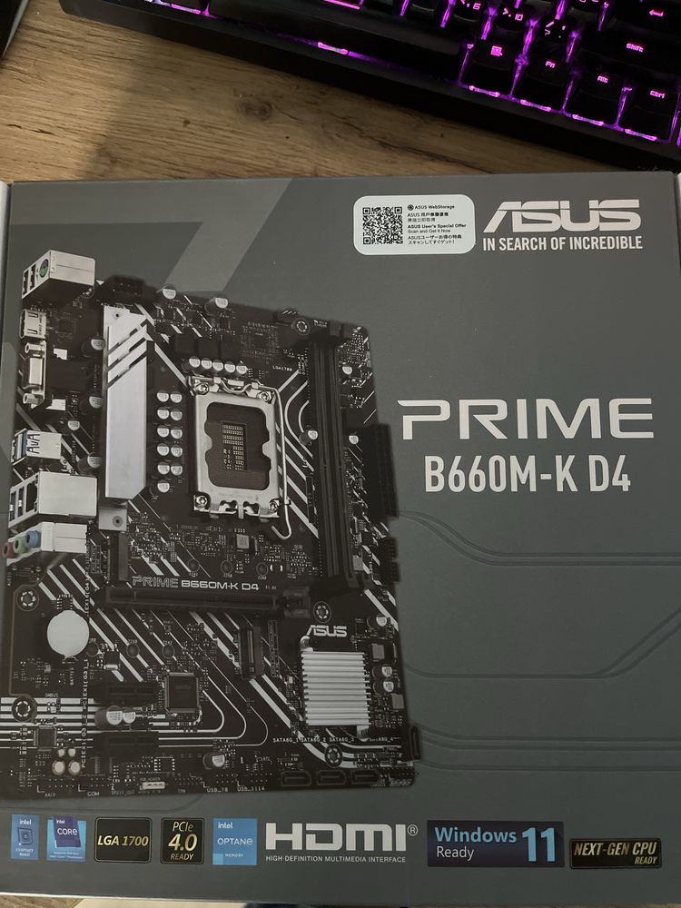 Материнська плата asus prime b660m-k d4