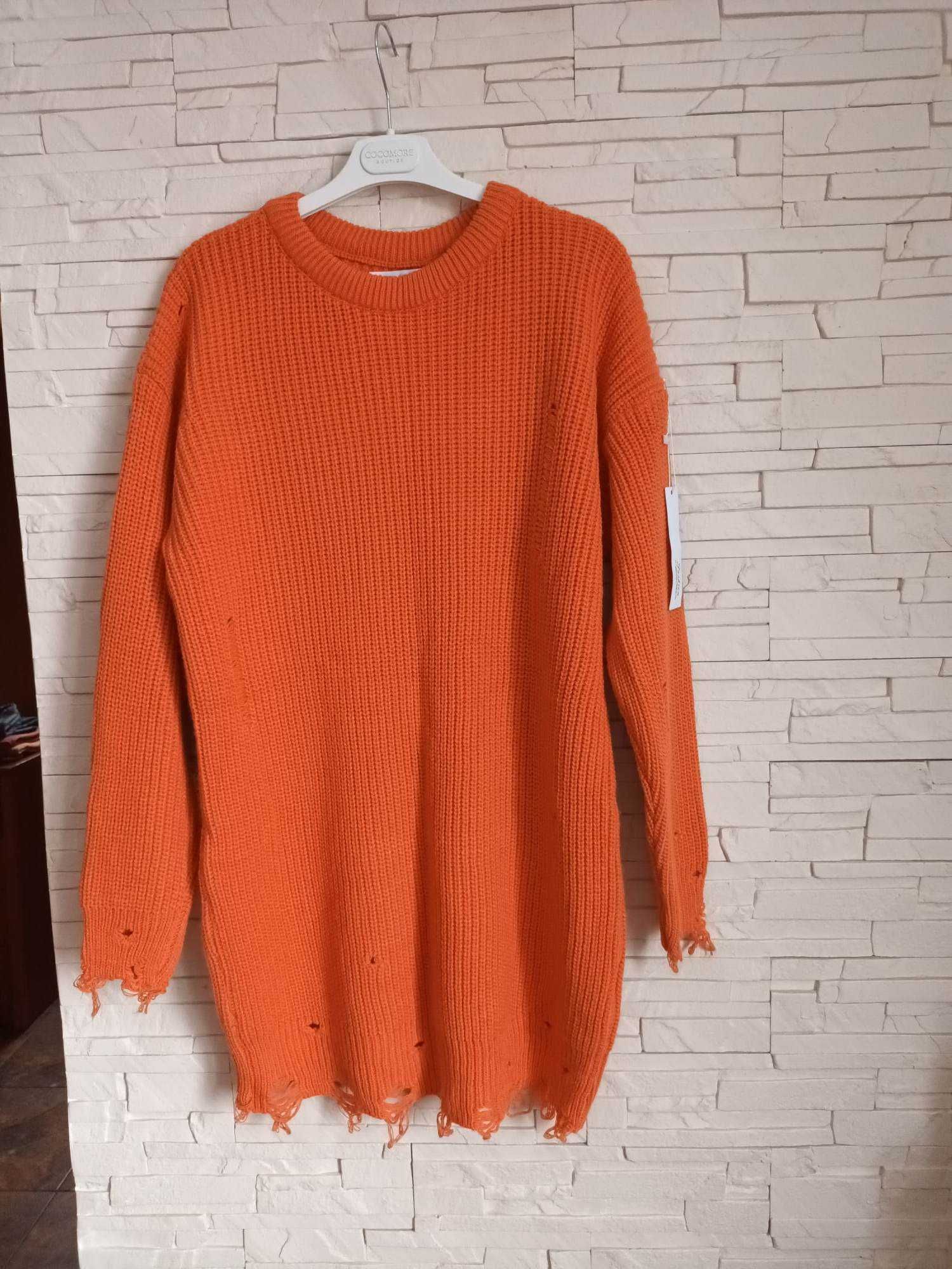 Sukienka ,sweter postrzępiony,pomarańczowy