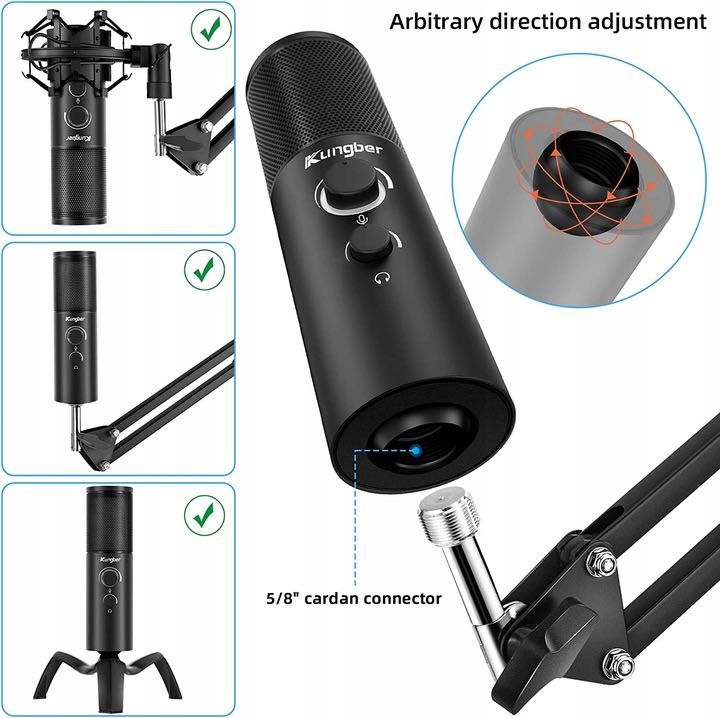 Mikrofon Kungber Q18 zestaw z ramieniem i kondensatorem