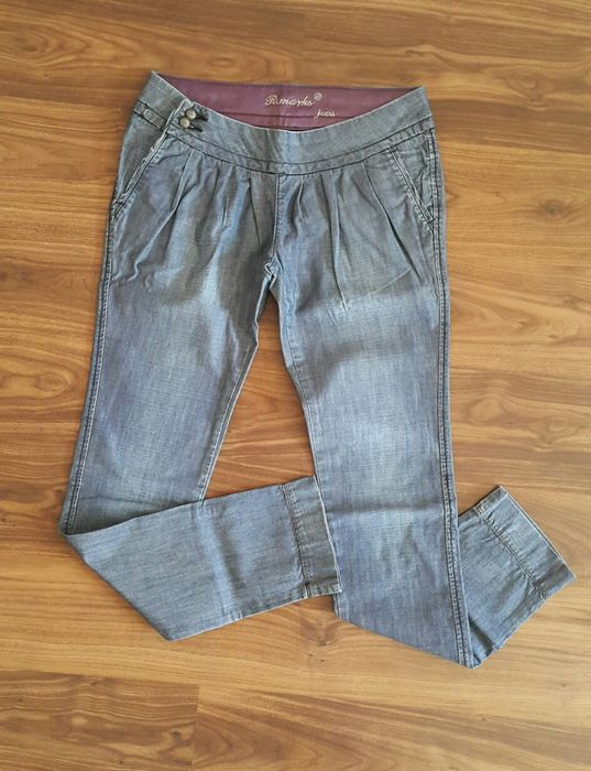 Жіночі стильні сірі штани Женские брюки из тонкой джинсовой ткани модн