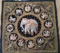 Kalaga Burma изумительная восточная картина панно слон и знаки зодиака