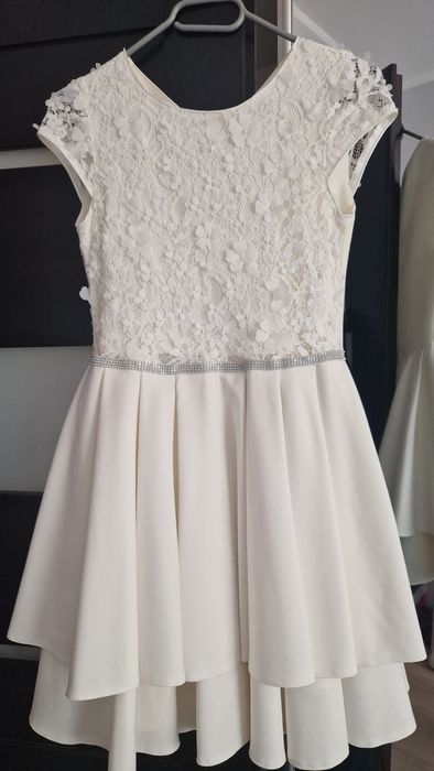 Biała,ecru sukienka 158