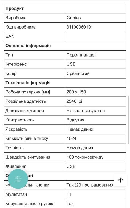 Графічний планшет Genius  MousePen i608X