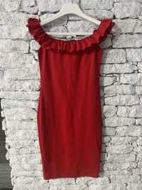 Czerwona sukienka z falbanką hiszpanka Zara rozm.XS