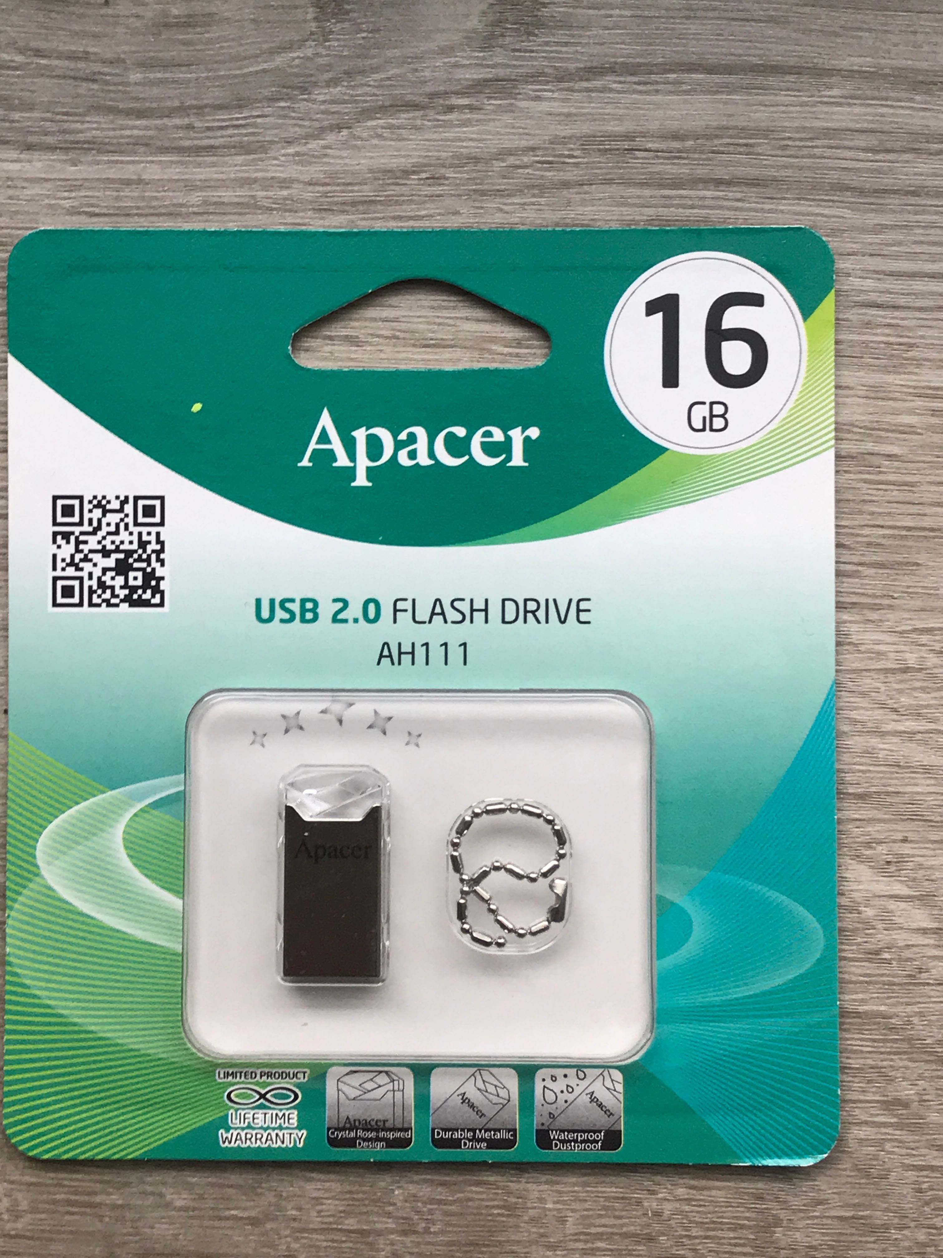 USB флешка Apacer на 16Gb в стальном корпусе и кристалом