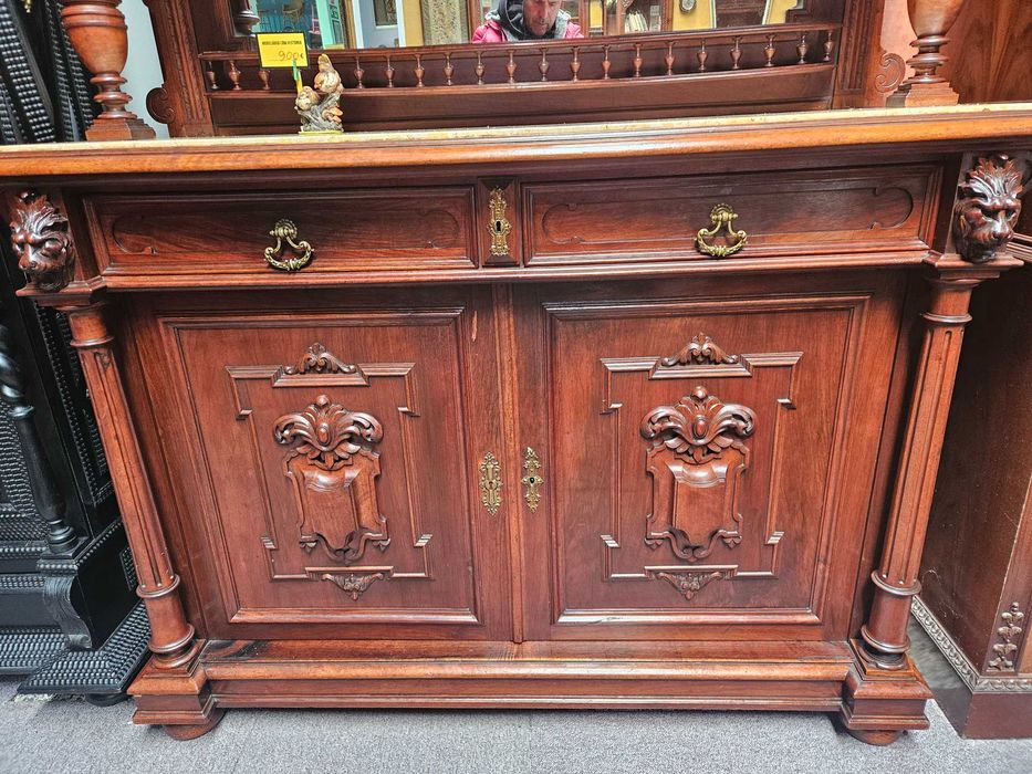 Grande móvel muito antigo em madeira maciça e pedra - óptimo est