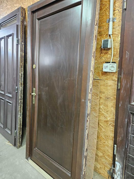 DRZWI Zewnętrzne Drewniane Sosnowe Wejściowe Pełne 100x217cm