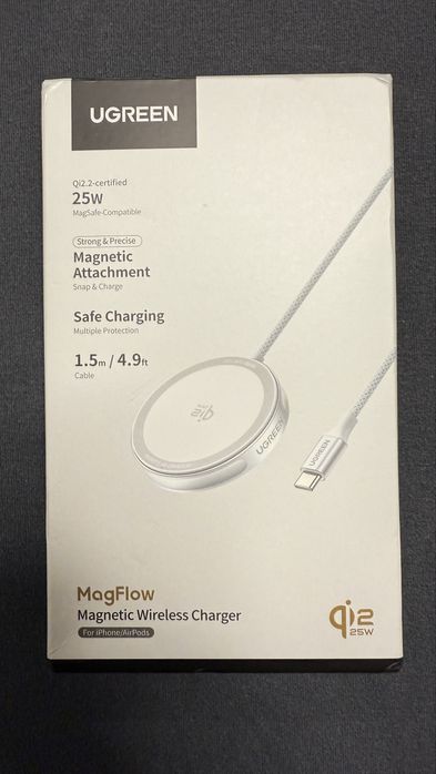 Безпровідна зарядка Ugreen Qi2.2 25w MagFlow MagSafe, найновіша