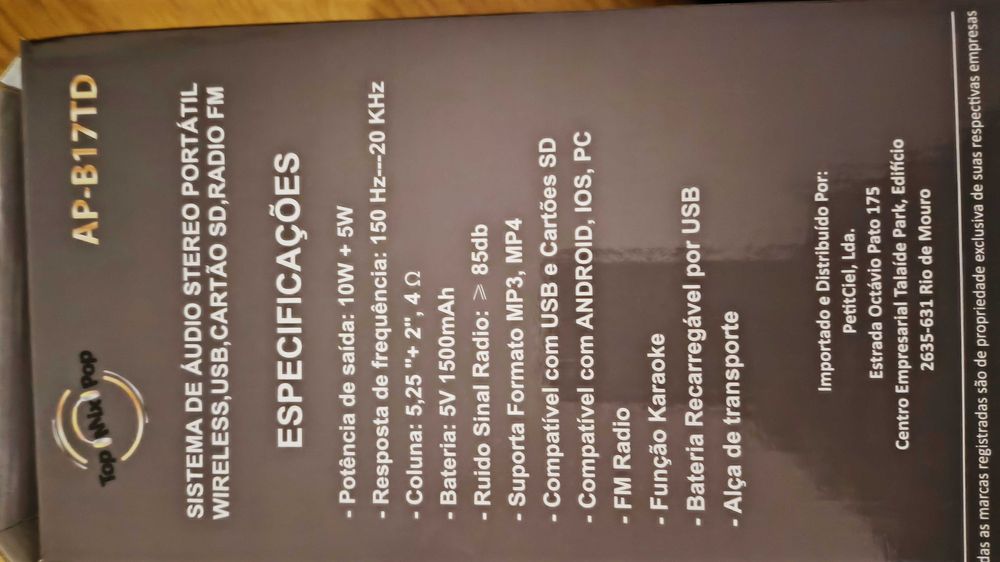 Coluna TOP MIX POP AP-B17TD nova na caixa