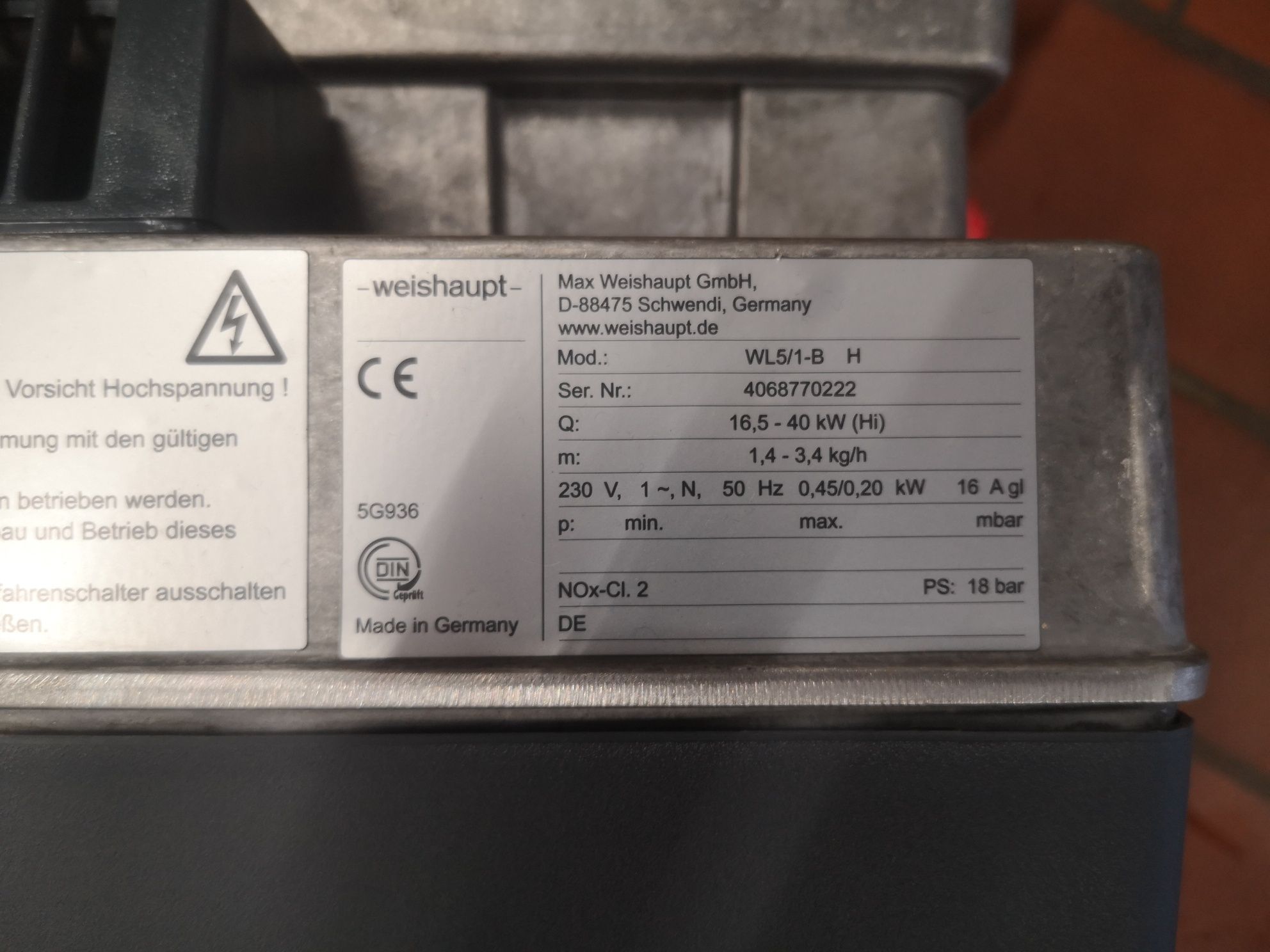 Palnik Olejowy Weishaupt WL5/1-B
