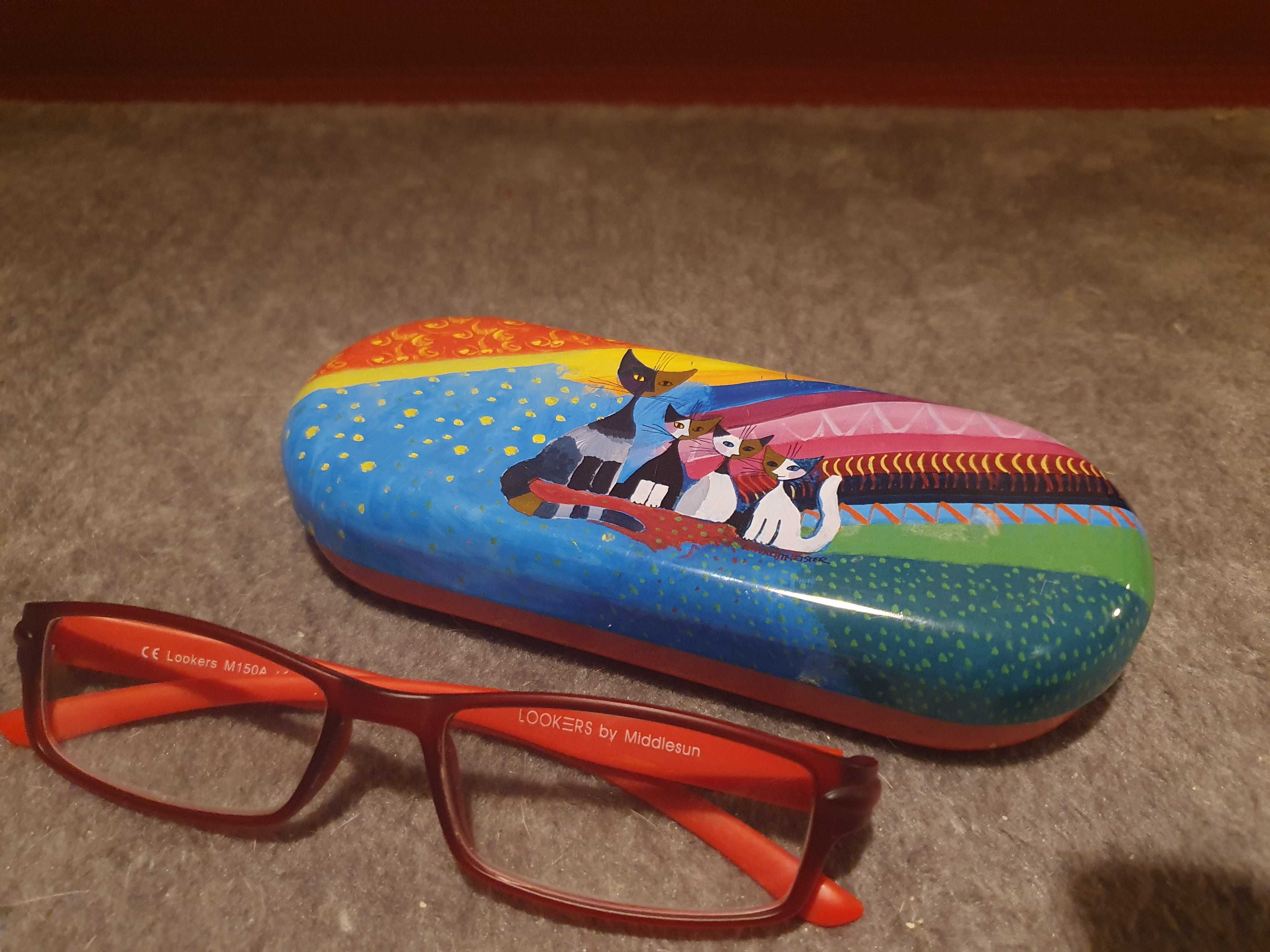 Czerwone okulary do czytania 1.0 + etui kolorowe