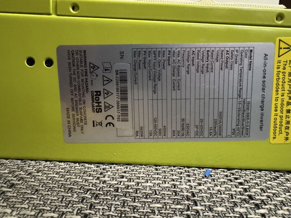 Inverter EA SUN ISolar-SMX-II 3.6Kw do baterii 24V