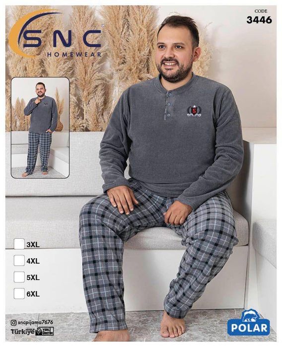 Тепла флісова чоловіча піжама , костюм для дому мужская пижама 3XL-6XL