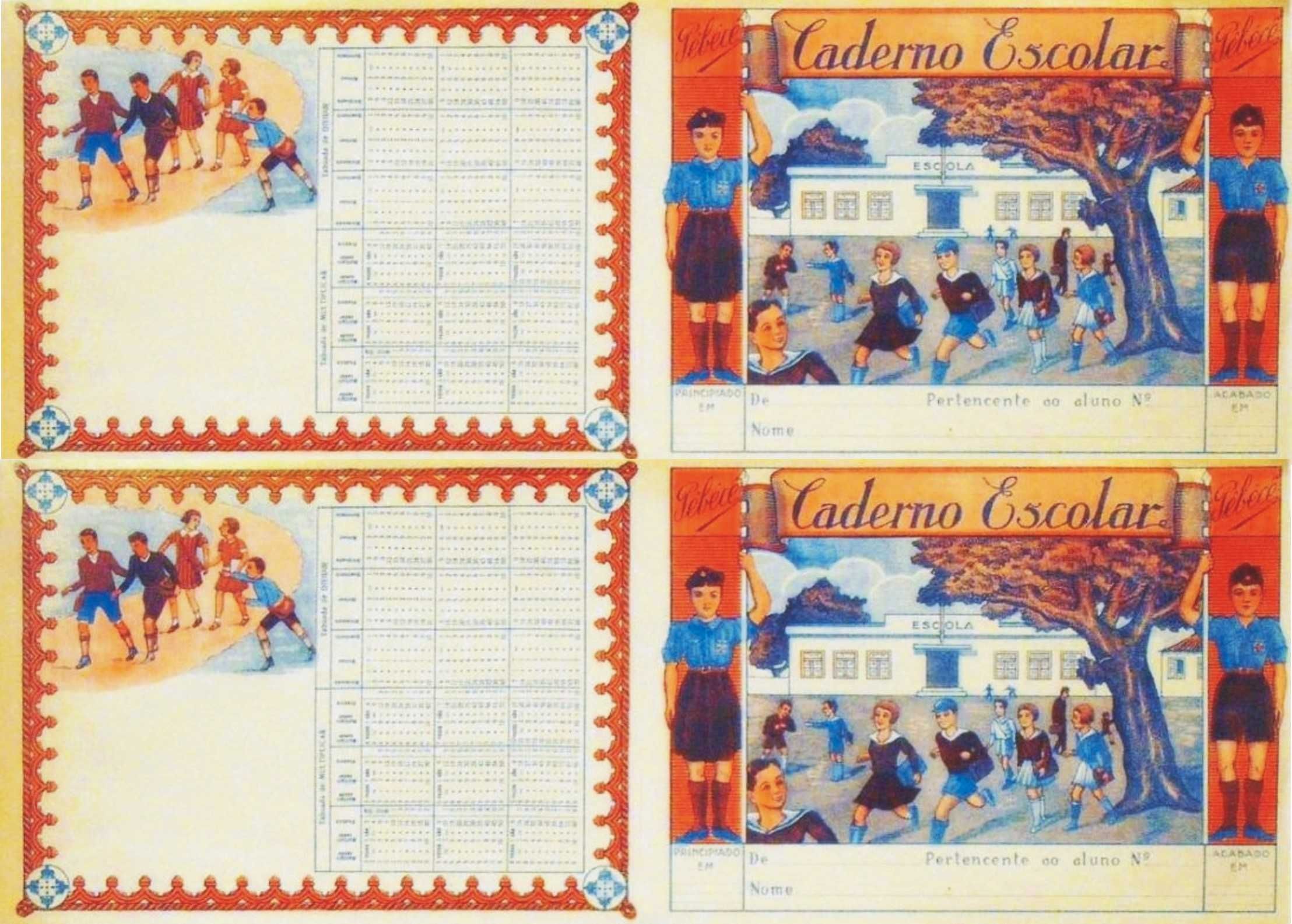 Folha com que eram feitos os cadernos escolares nos anos 50