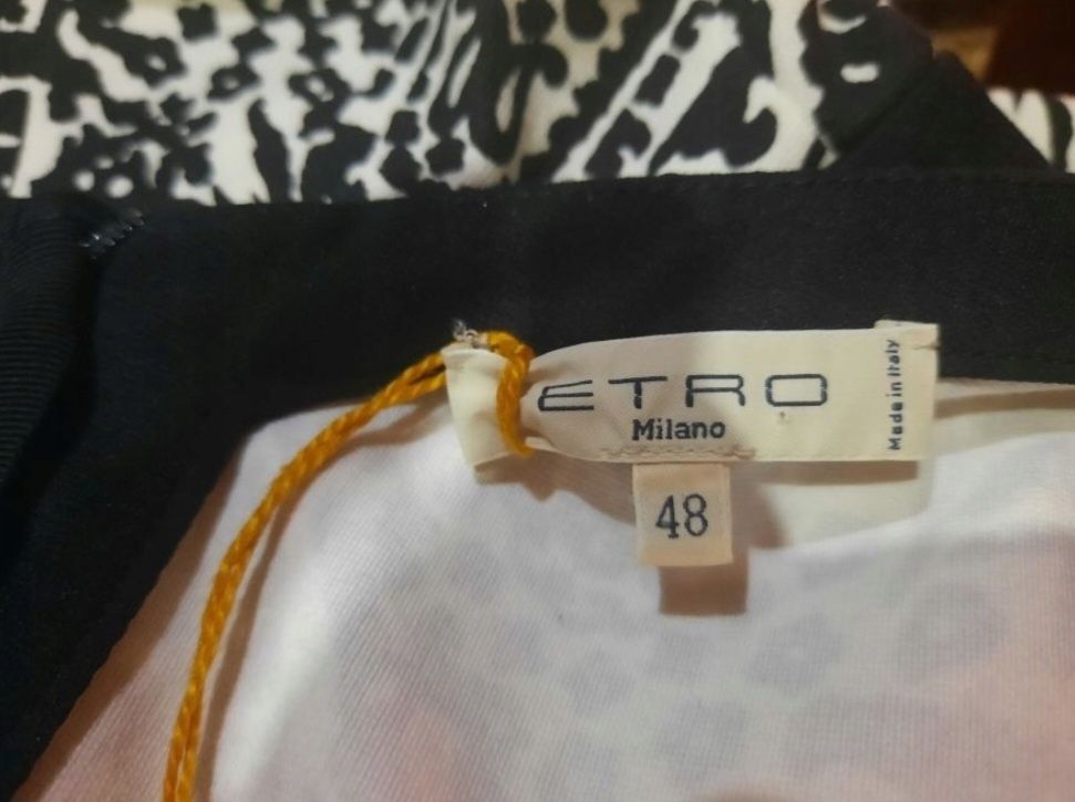 Etro Milano nowa ołówkowa sukienka midi z haftem wzór ornament r. 42