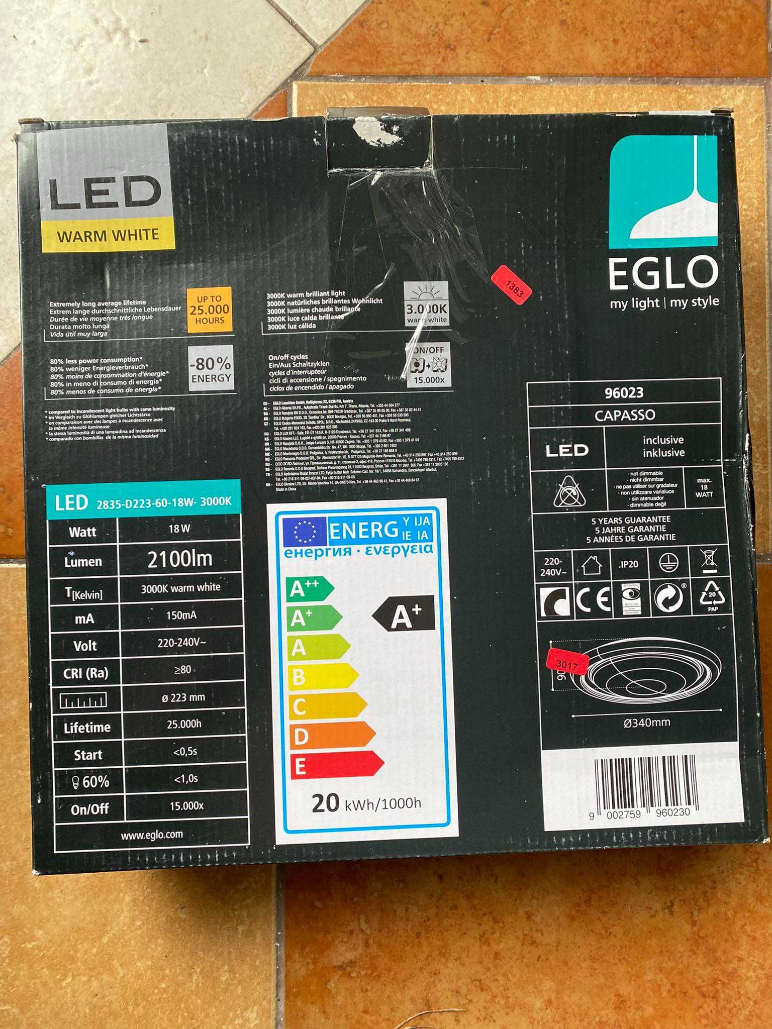 led eglo capasso 96023,  lampa sufitowa plafon