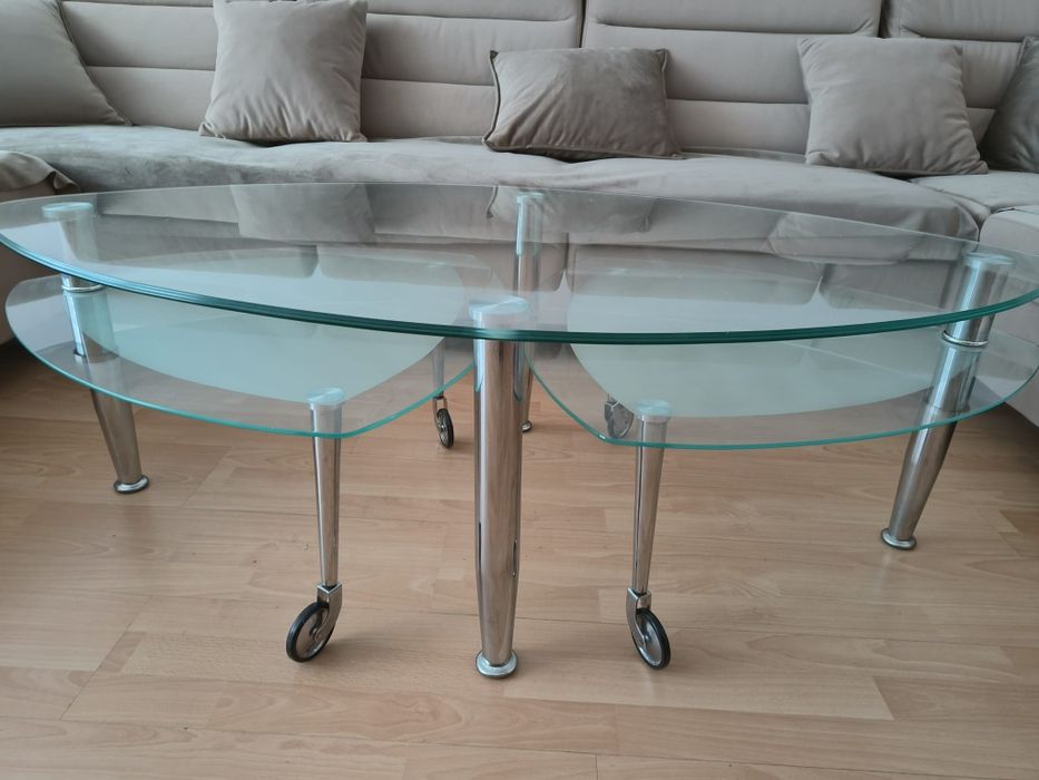 Stolik szklany, rozkładany