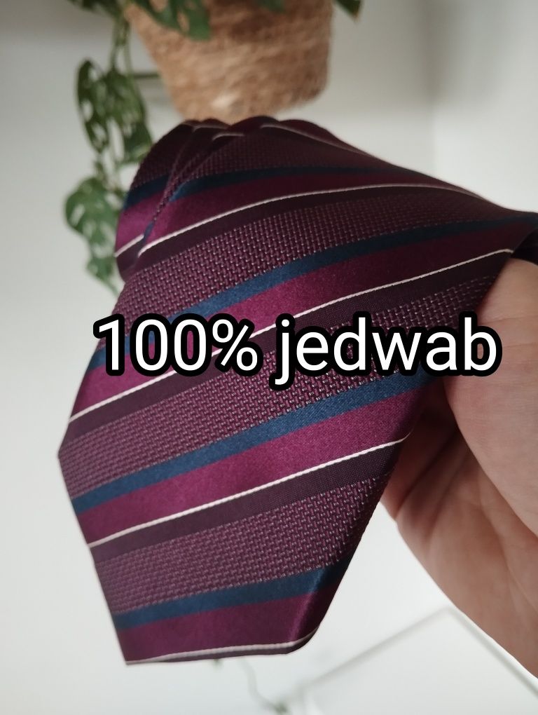Krawat jedwabny 100% silk, 8,5cm, w paski, Collezione