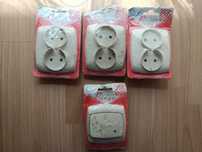 3x Gniazdo elektryczne + 2 włączniki w zestawie