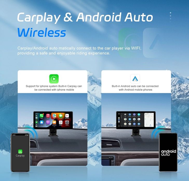 Autoradio portátil 9" CARPLAY Android Auto Cámara DVR rotativa 4K novo