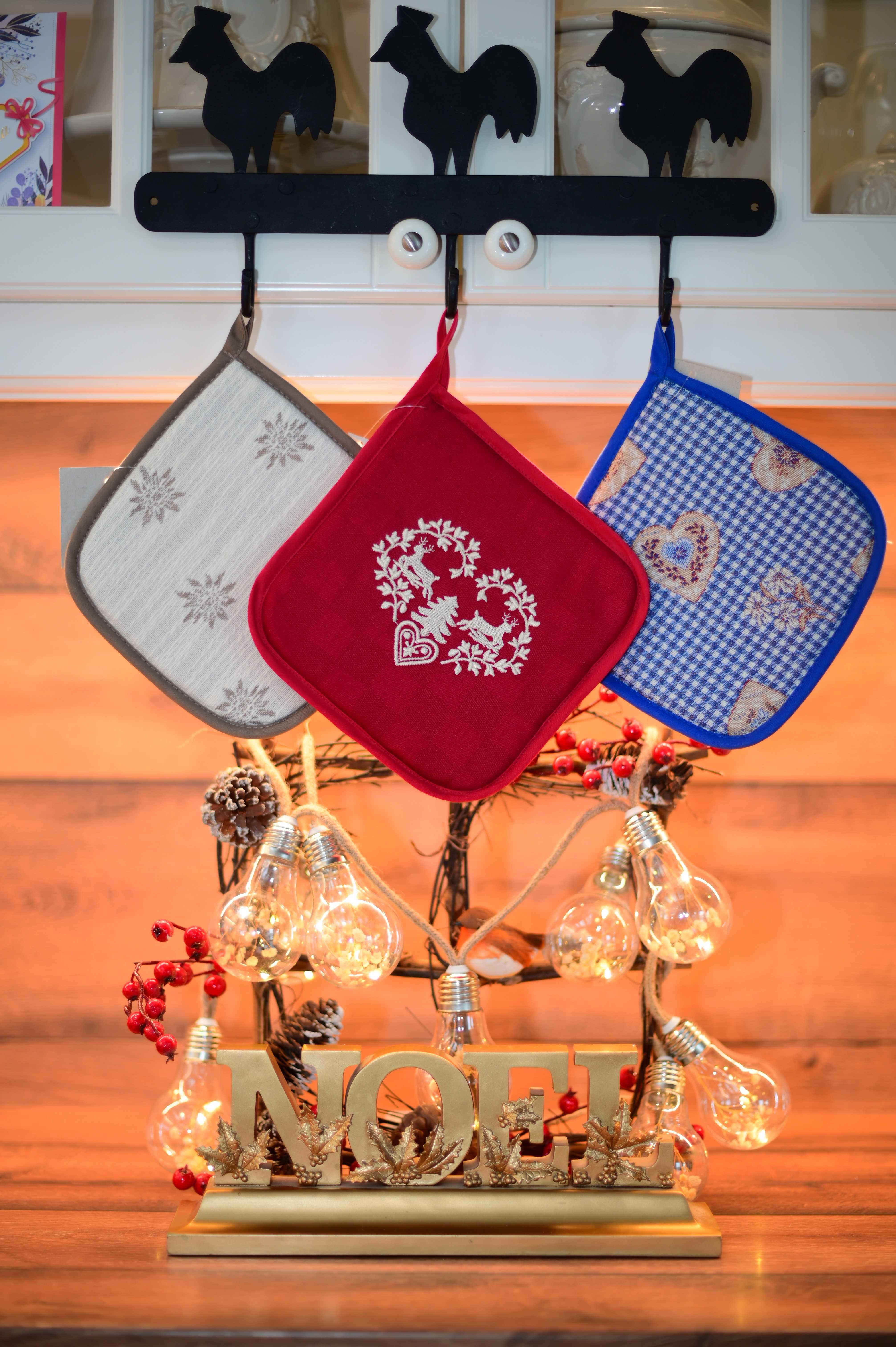 NOWY Komplet 3szt świąteczne łapki kuchenne gobelin prezent haftowane