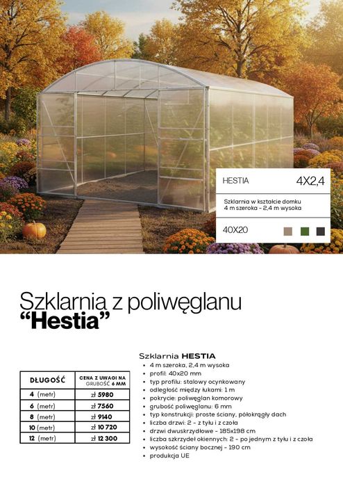 Szklarnia z poliwęglanu tunel/domek 3x4 3x6 3x8 3x10 3x12