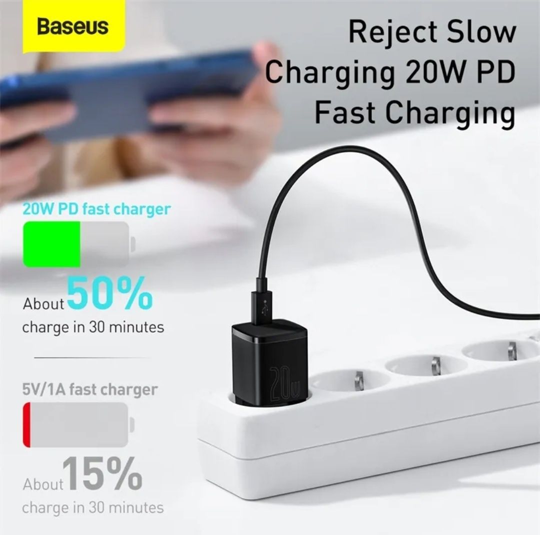 Мережевий зарядний пристрій Baseus CUBE PD QUICK CHARGER 1c 20w eu