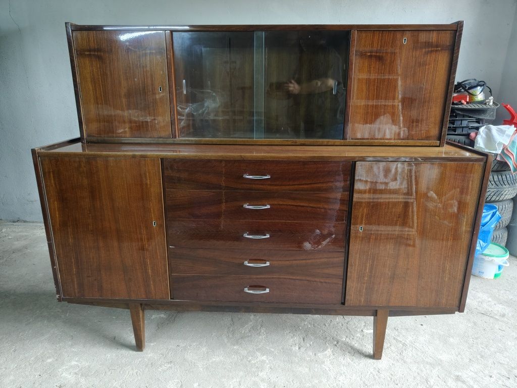 Kredens z nadstawką – Trzcianeckie Fabryki Mebli, lata 60., vintage