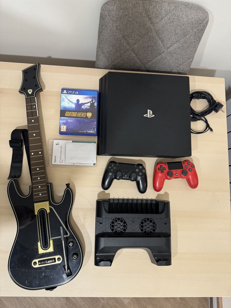 Sony PS 4 Pro SSD1Tb + Guitar Hero + Red Dualshock4