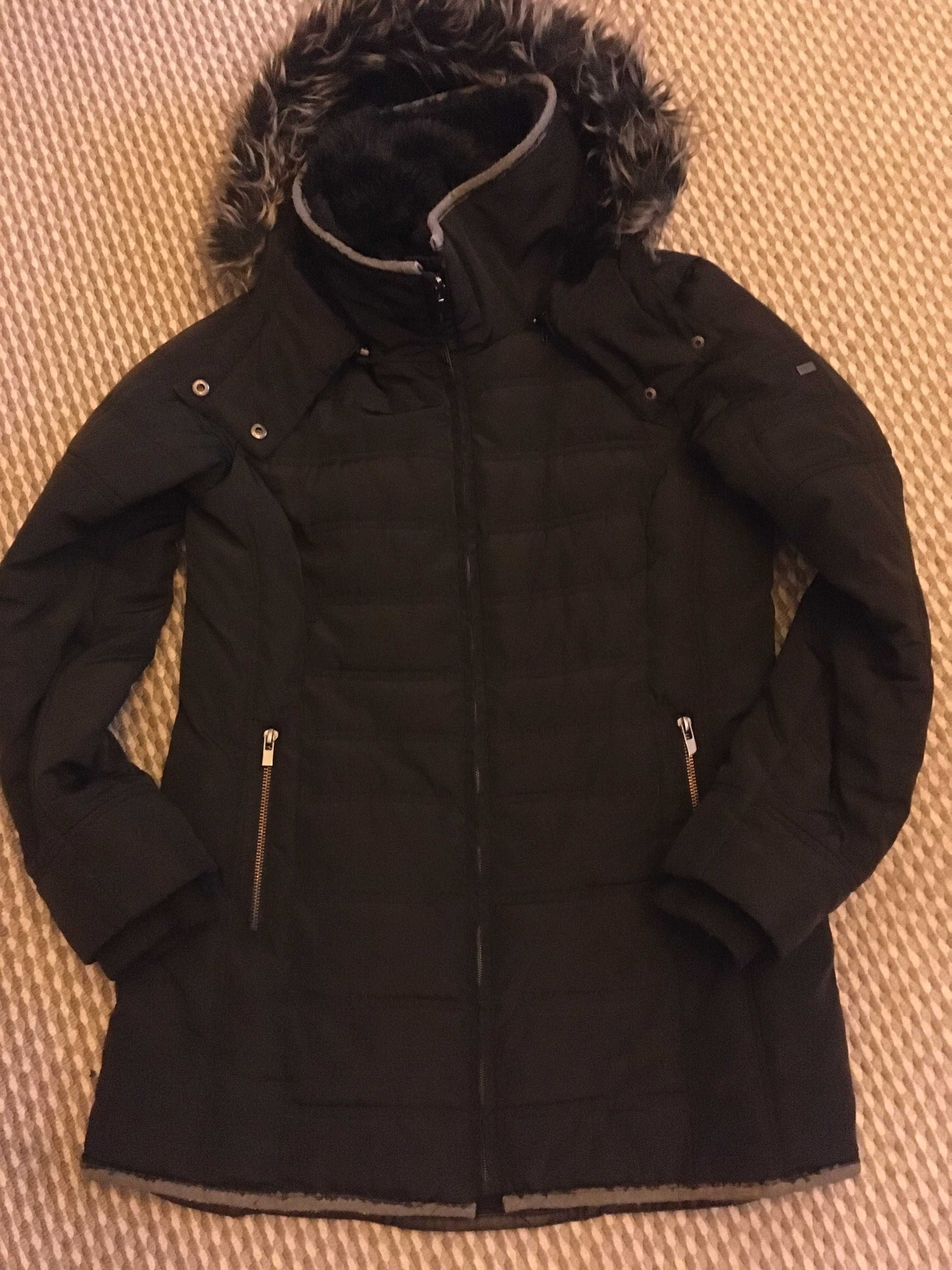 kurtka zimowa ciepła czarna długa dłuższa reserved 38 M/L