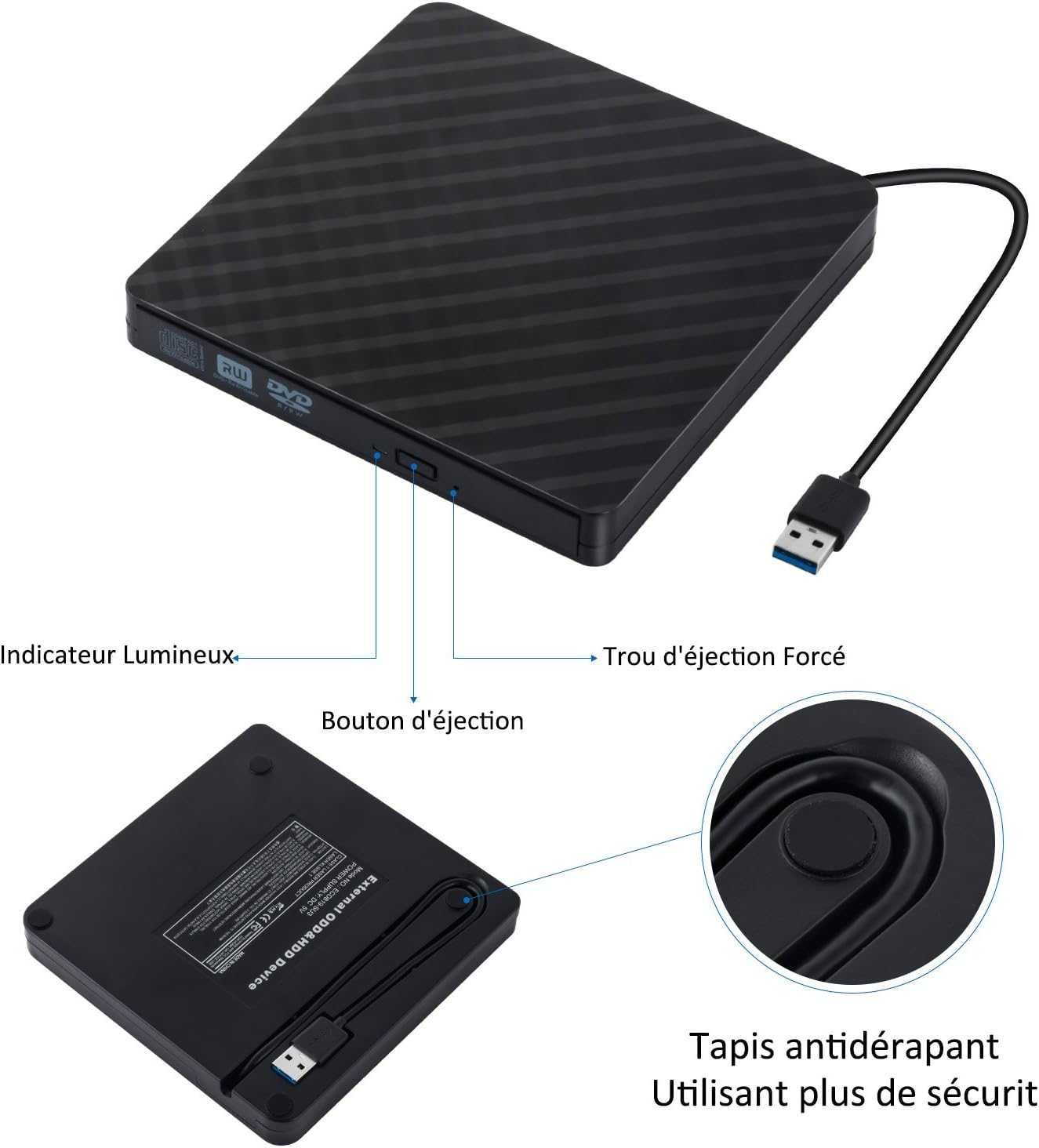 Napęd DVD Ultra thin external combo z DVD zewnętrzna CB31005 czarny